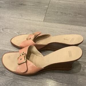 Vintage Coach Leather Wedge Sandals Women Size 8.5 Strap Y2K Twee Classic Preppy
